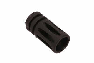 The KAK Industry A2 flash hider muzzle device is threaded 1/2x28 for standard AR-15 barrels